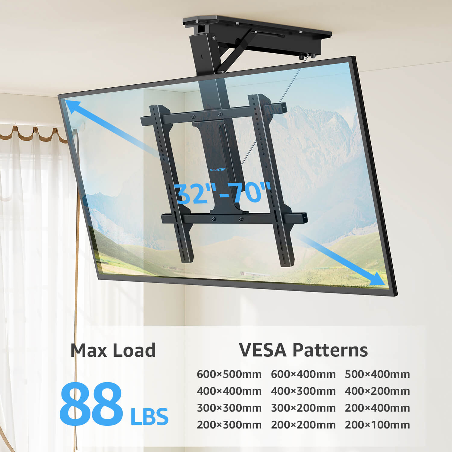 Full Motion Electric Ceiling TV Mount for 32''-70'' TVs MU2501