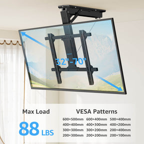 Full Motion Electric Ceiling TV Mount for 32''-70'' TVs MU2501