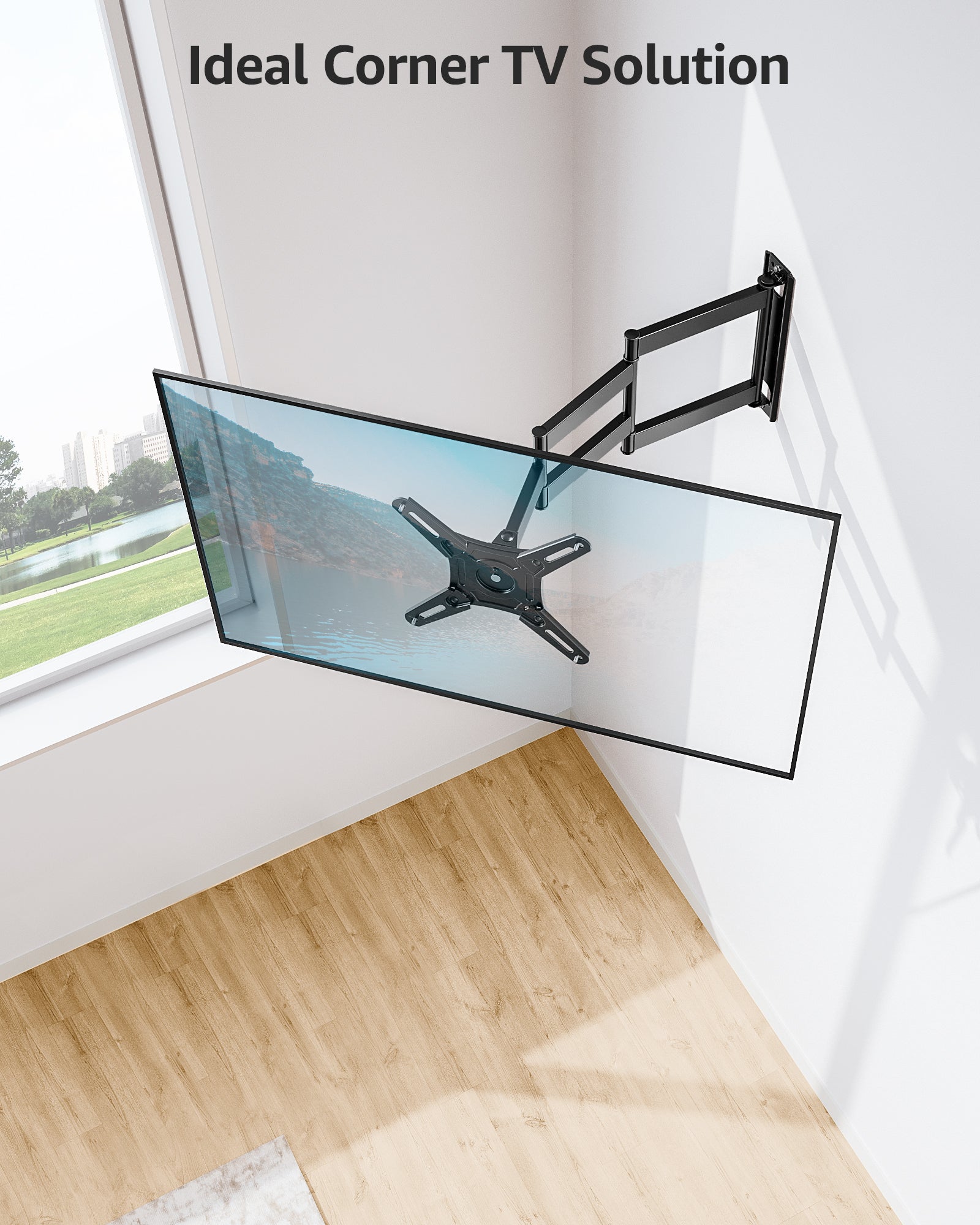 MOUNTUP Full Motion TV Wall Mount for Most 13-42 inch TVs, 21.7'' Long Extension Articulating Arm with Swivel Tilt Rotation, Corner TV Mount Wall Bracket for Monitor, Max VESA 200x200mm, Holds 44 lbs