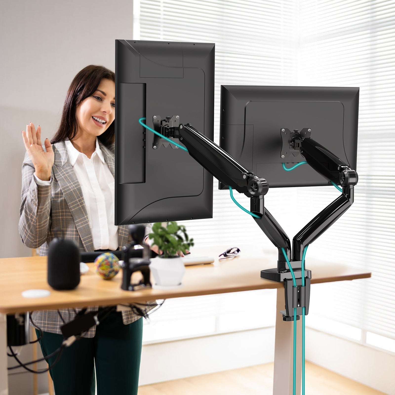 MOUNTUP UltraWide Dual Monitor Arm for Max 35 inch Screen, Support Up to 26.4lbs Heavy Duty Monitor Desk Mount, Black(MU7002)