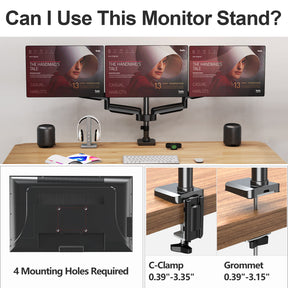 Full Motion Triple Monitor Desk Mount for Max 32'' Monitors MUM-8004A
