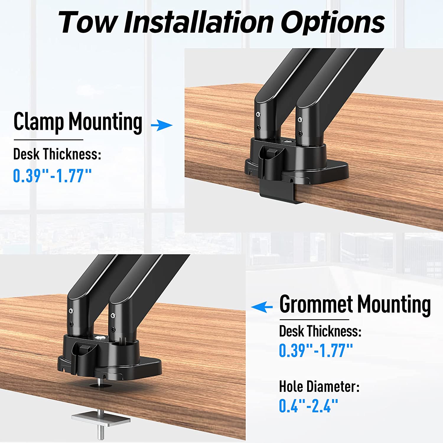 two installation options monitor arm