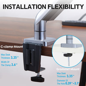 2 ways to install the monitor arm on the desk