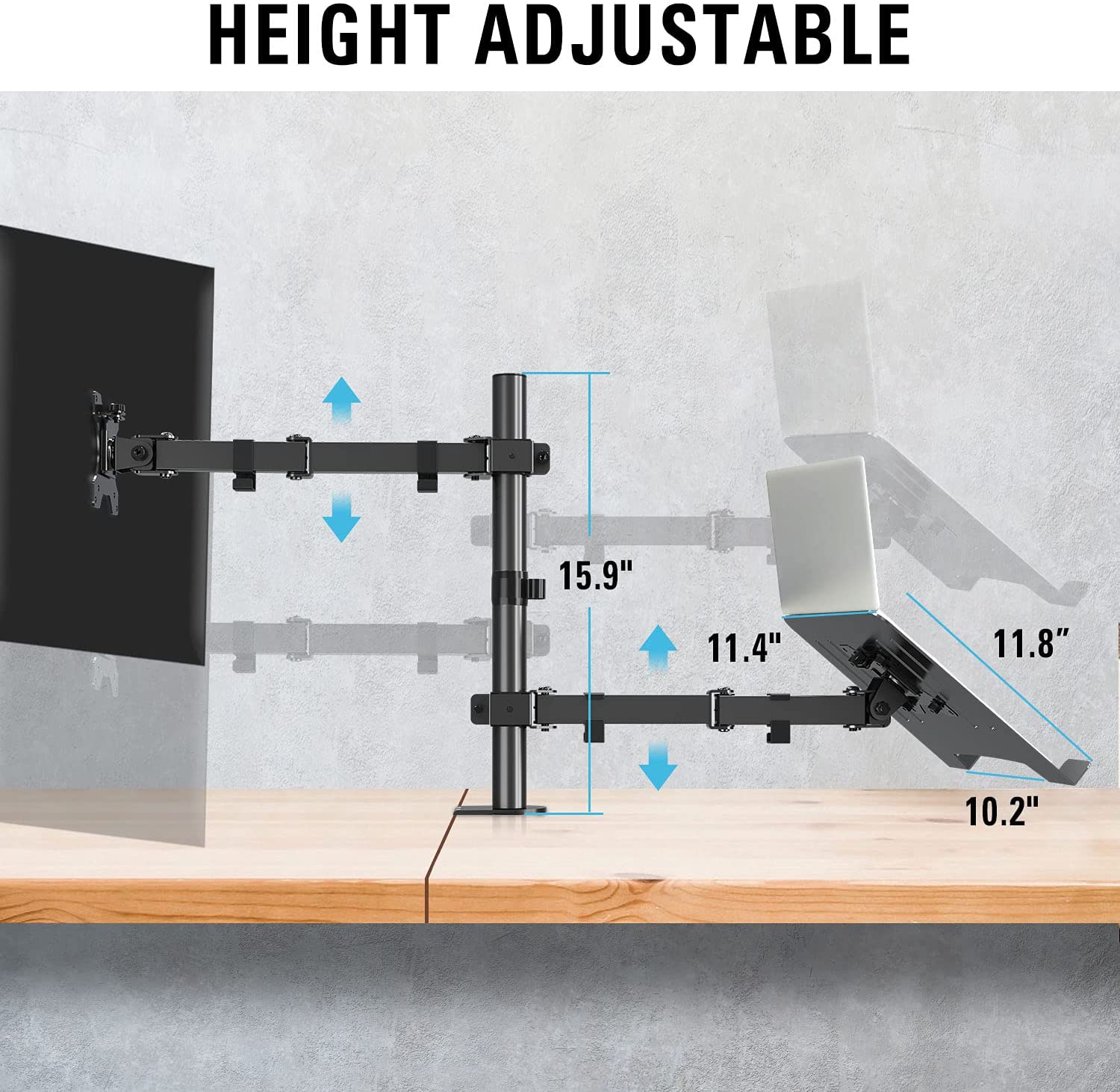 height adjustable monitor and laptop stand