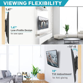 1.67'' low profile and 10° tilt adjustment for flexible viewing