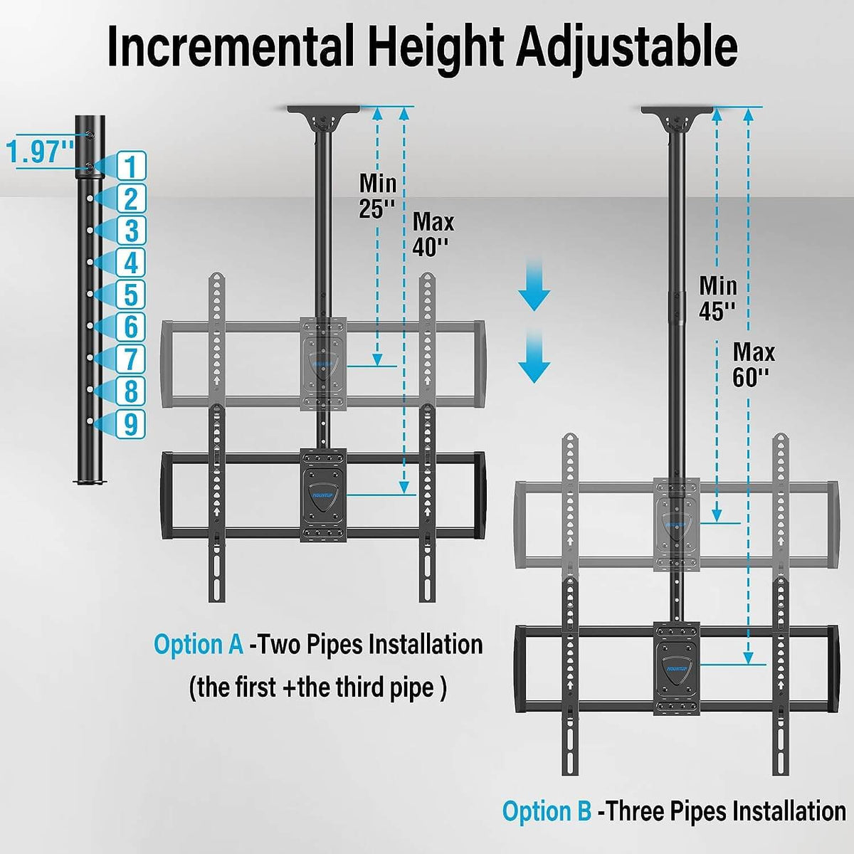 MOUNTUP Full Motion Ceiling TV Mount for 26''75'' TVs MU0040