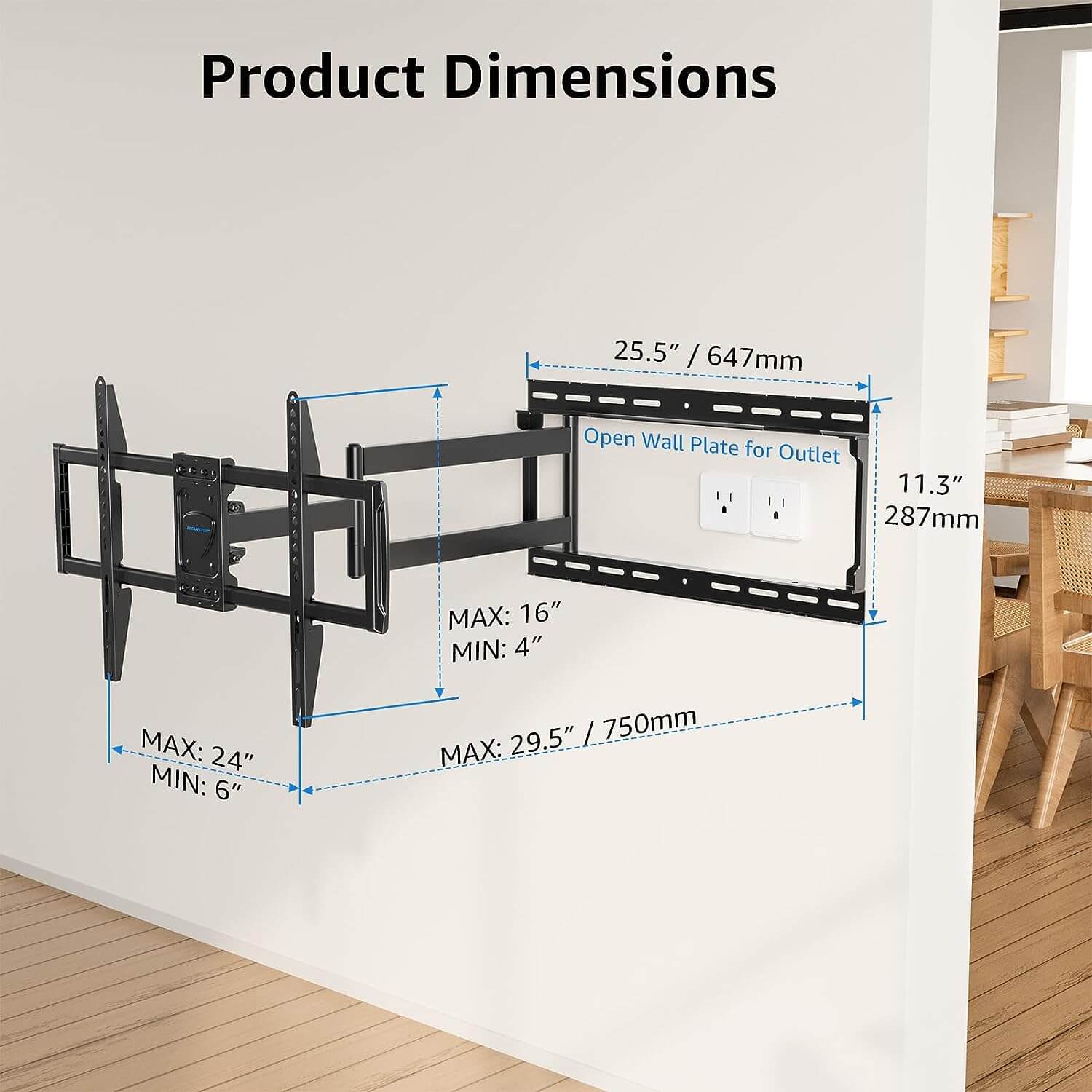 75 tv mount dimensions