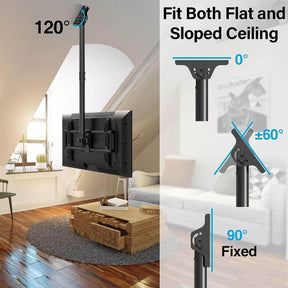 ceiling tv mount for both flat and sloped ceiling