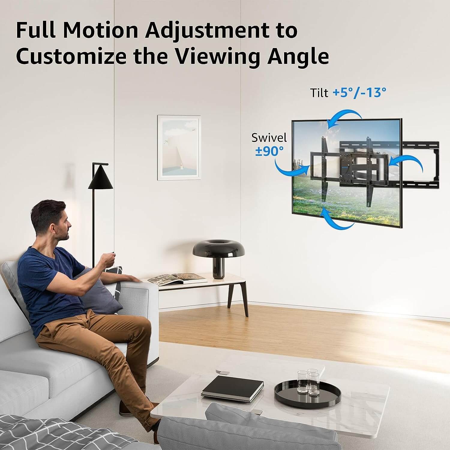 75 tv mount full motion adjustment