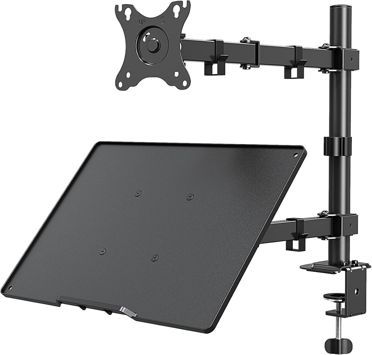 Monitor Mount with Laptop Tray for 13''-27'' Monitors Laptop Mount for Max 17" Notebook