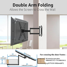 corner tv mount double arm folding