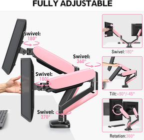 fully adjustable pink monitor desk mount