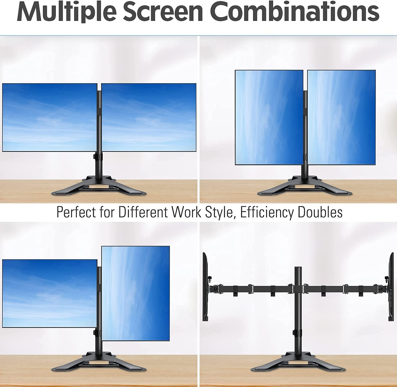 dual monitor arm provides multiple screen combinations