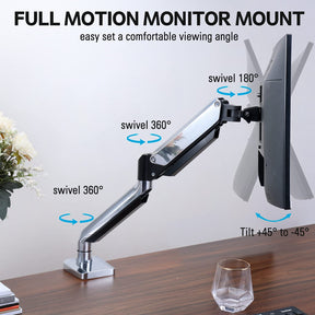 full motion monitor mount swivels and tilts for comfortable viewing