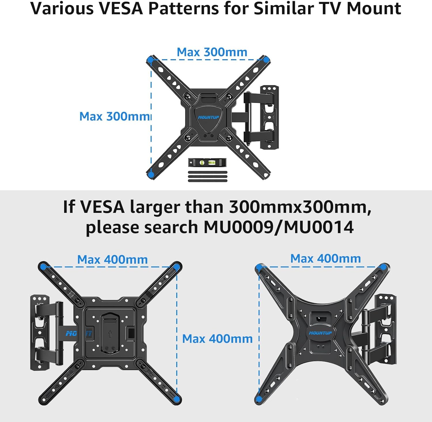 MOUNTUP MU0018 - Soporte de pared para TV de movimiento completo para la  mayoría de televisores de 26 a 50 pulgadas, soporte de pared VESA máximo de