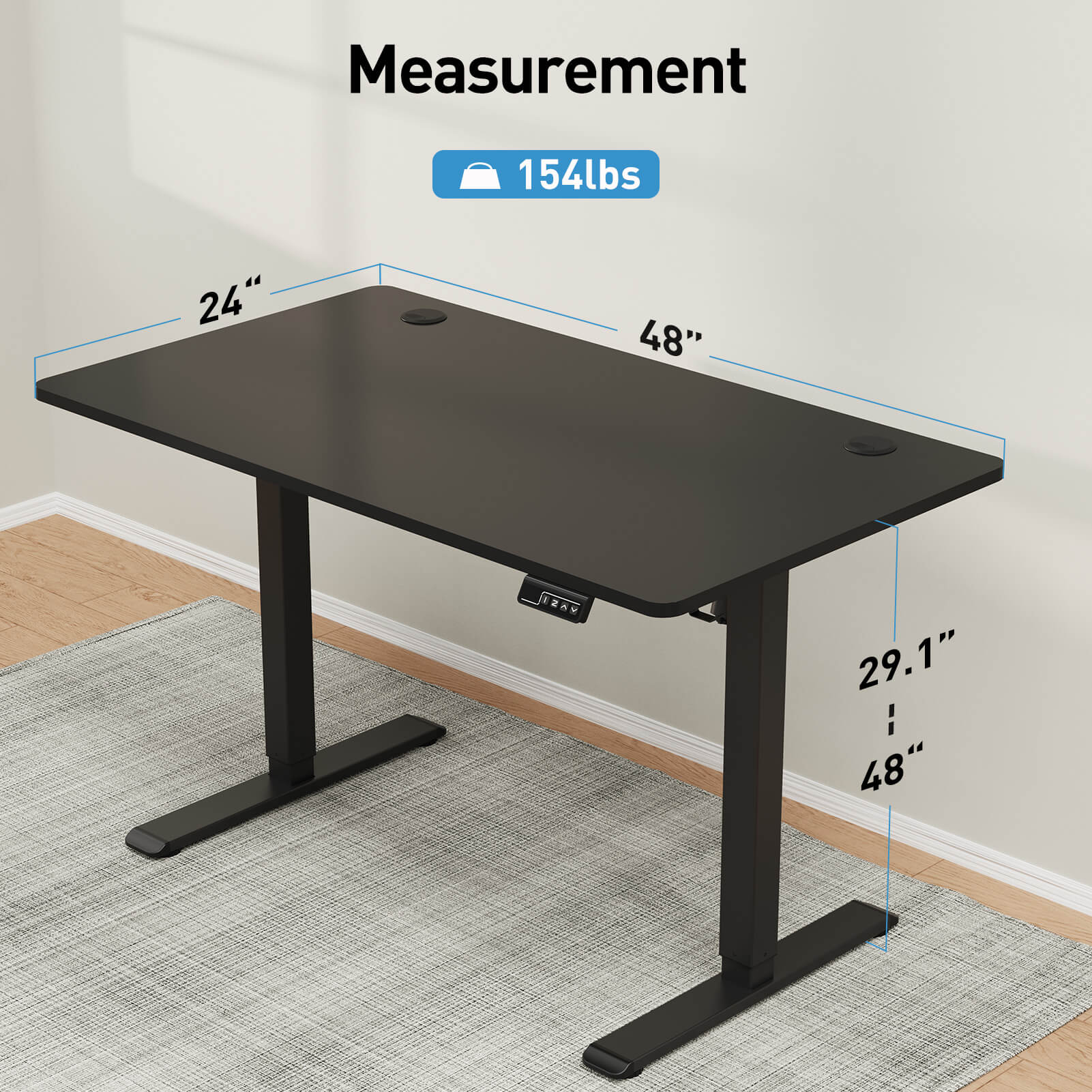 Height Adjustable Electric Standing Desk - Black