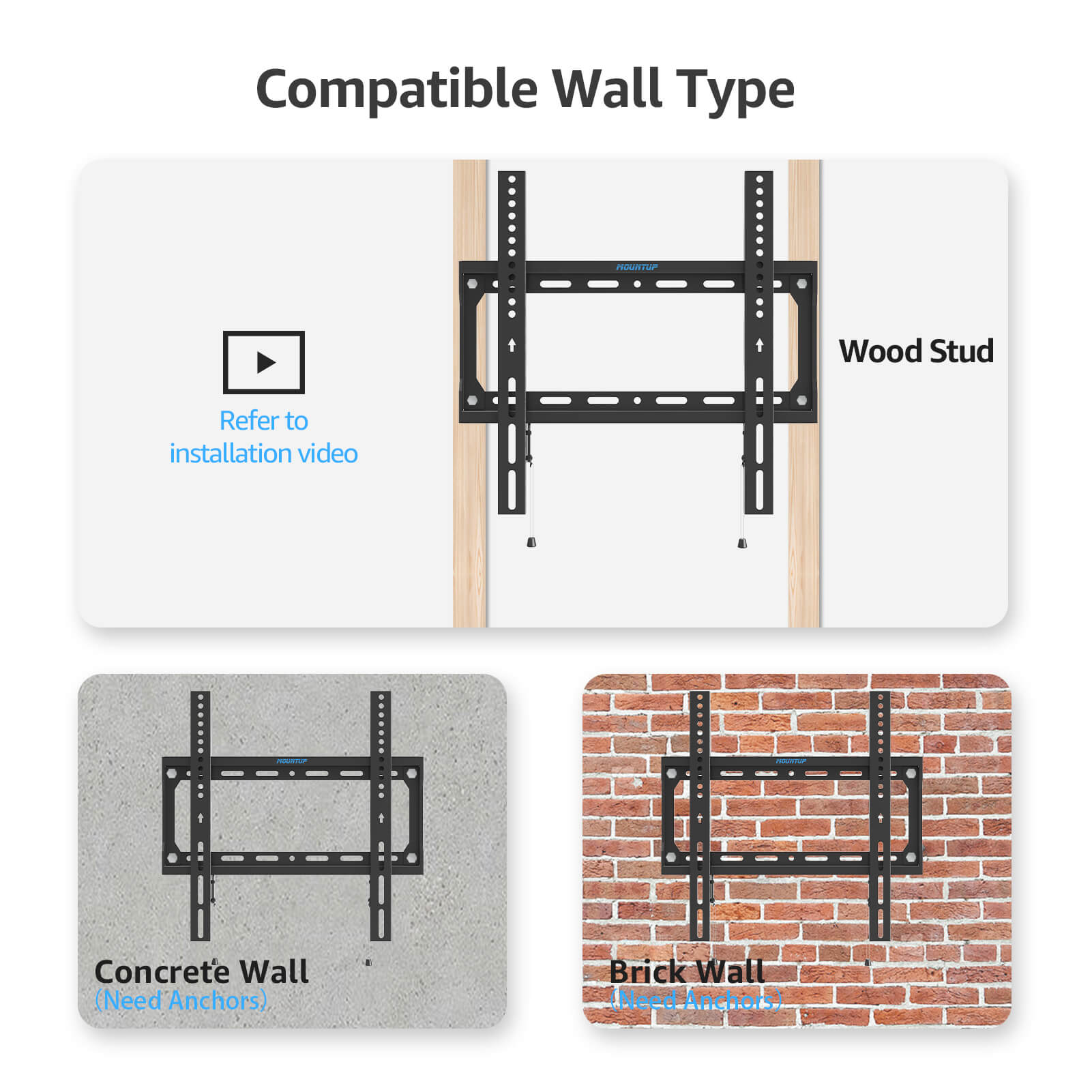 MOUNTUP Fixed TV Wall Mount for 26''-60" TVs MU0077-F