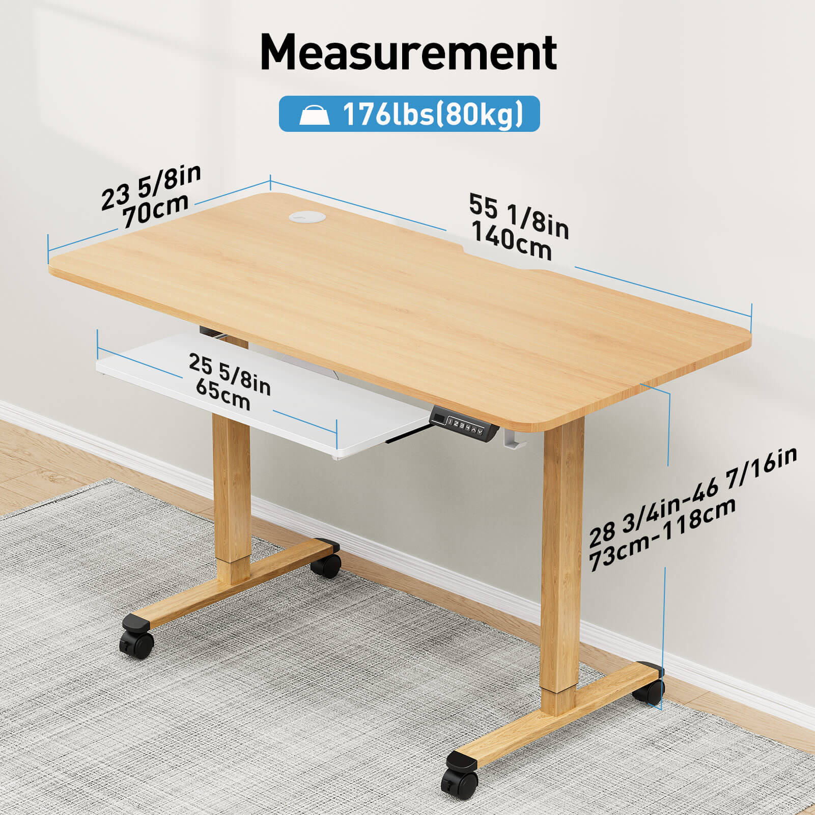 Standing Desk Height Adjustable Electric Computer Sit Stand Desk Office MUD531