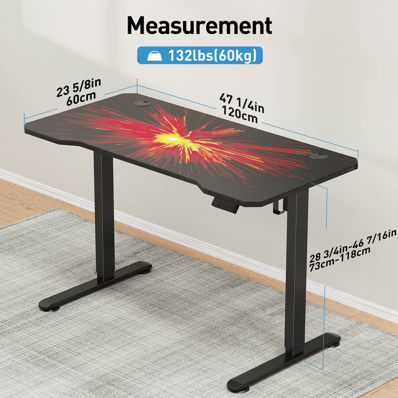 Stand Up Desk Electric Gaming Desk Customizable Desk Mat MUD1501