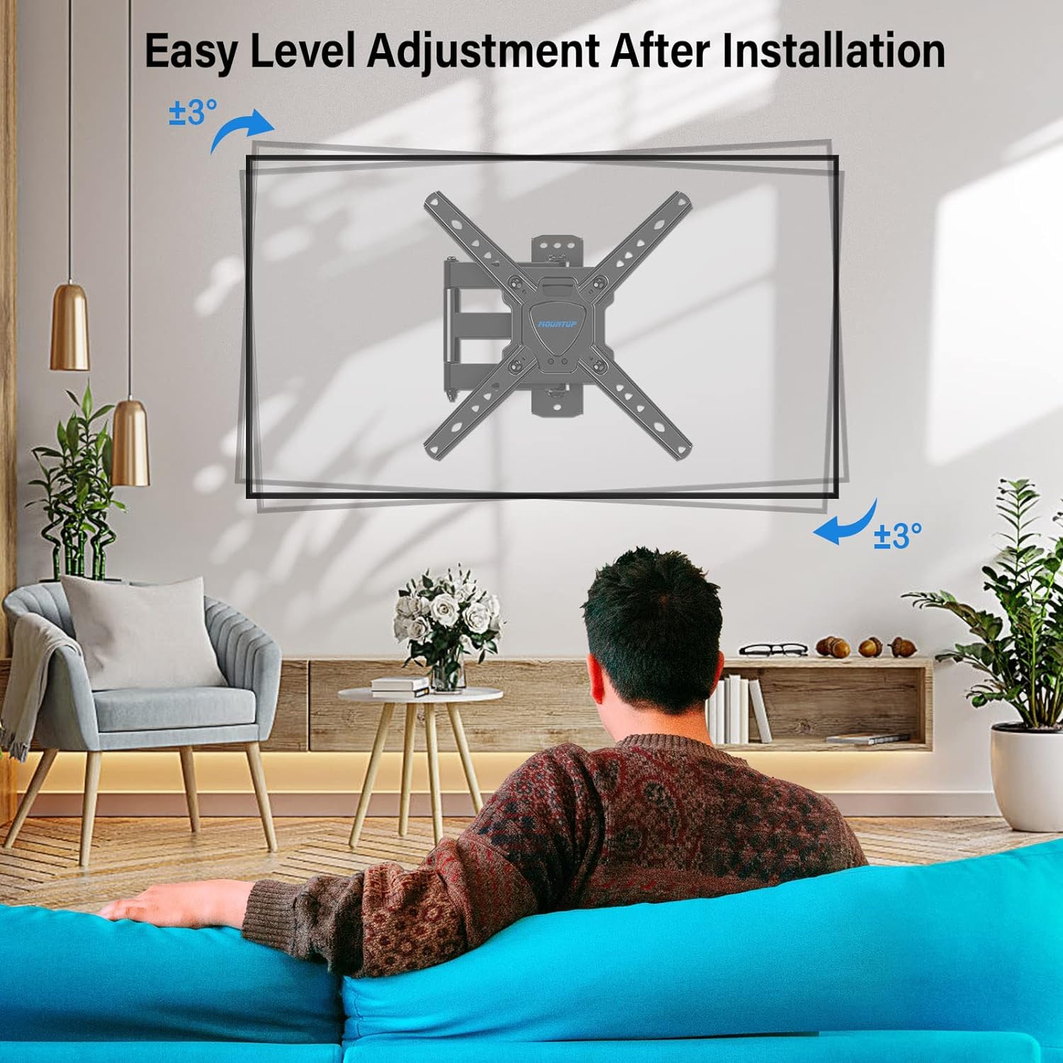 MOUNTUP Full Motion TV Wall Mount for Most 26-50 Inch TVs Level Adjustment