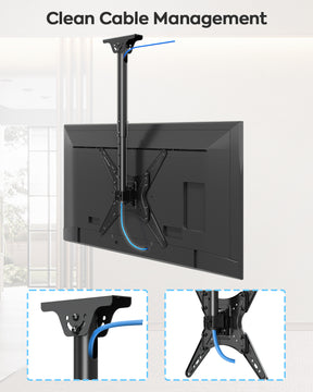 MOUNTUP Outdoor Ceiling TV Mount for 26"-65" TVs, Waterproof & Rustproof Outside Ceiling Mount with Stainless Steel Hardware, Heavy Duty 99lbs Full Motion Bracket for Patio/Gazebo, Max VESA 400x400m