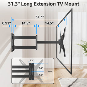 Full Motion Corner TV Wall Mount For 32"-65" TVs MU0075