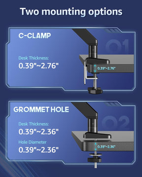 MOUNTUP Heavy Duty Single Monitor Arm for 42 40 39 34 32 27Inch Screens, Monitor Stand for Desk Supports 4.4-33 lbs, Height Adjustable Ultrawide Monitors Mount with C-Clamp & Grommet Base