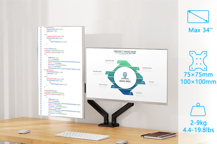 Freelift Dual Monitor Desk Mount for 13'' to 34'' Monitors MUA8014B