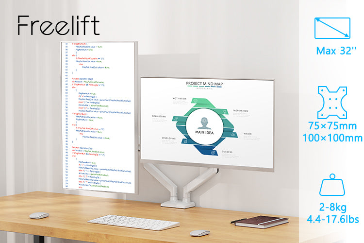 Freelift Dual Monitor Desk Mount for 13'' to 32'' Monitors MUA8014W