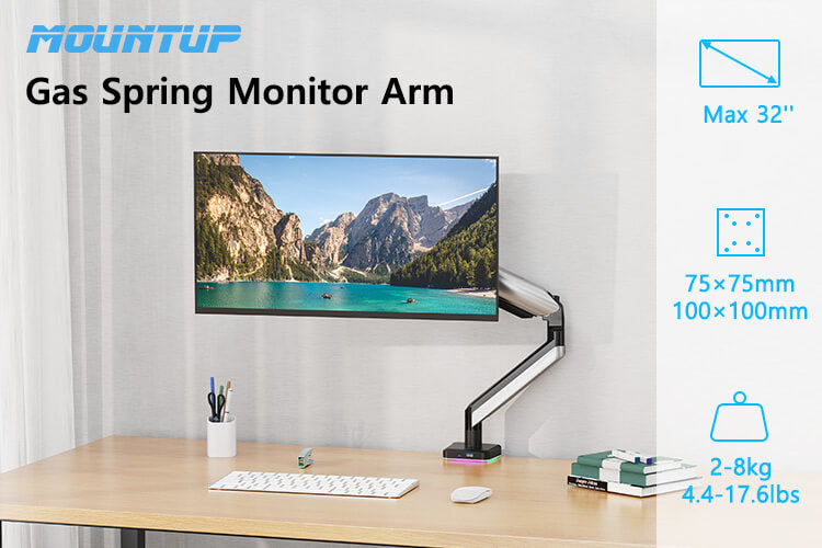 Single Monitor Desk Mount for 17"- 32" Monitors With Ambient RGB Light MUA8009