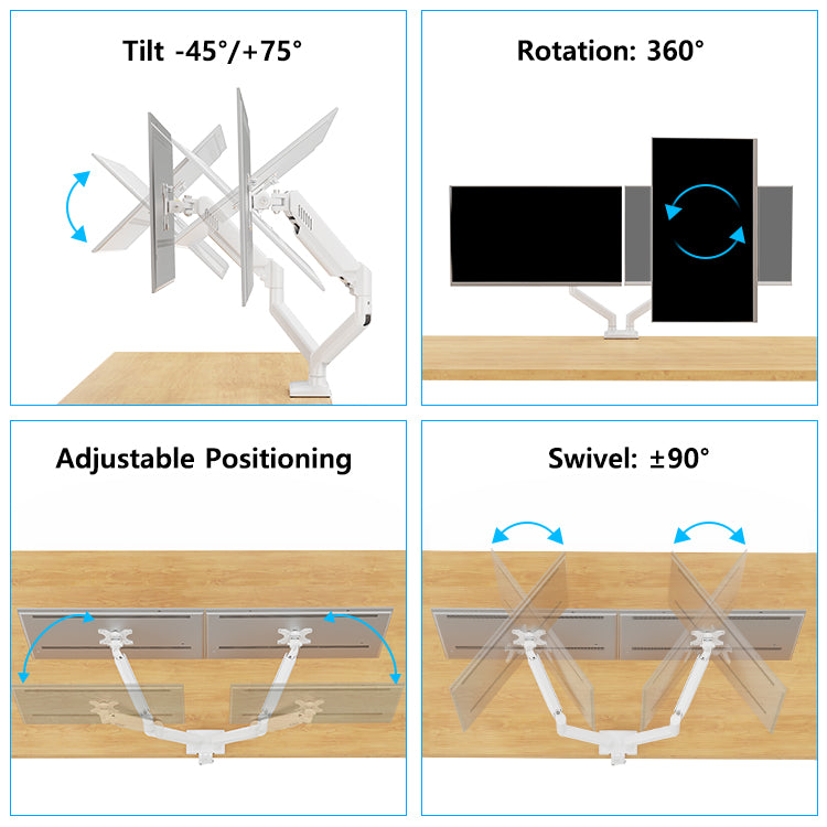 Freelift Dual Monitor Desk Mount for 13'' to 32'' Monitors MUA8014W