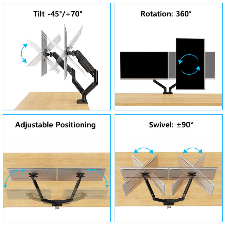 Freelift Dual Monitor Desk Mount for 13'' to 34'' Monitors MUA8014B