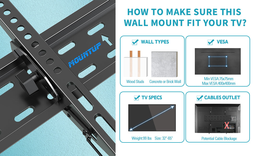 Tilting TV Wall Mount for 32''-65'' TVs MUT0007