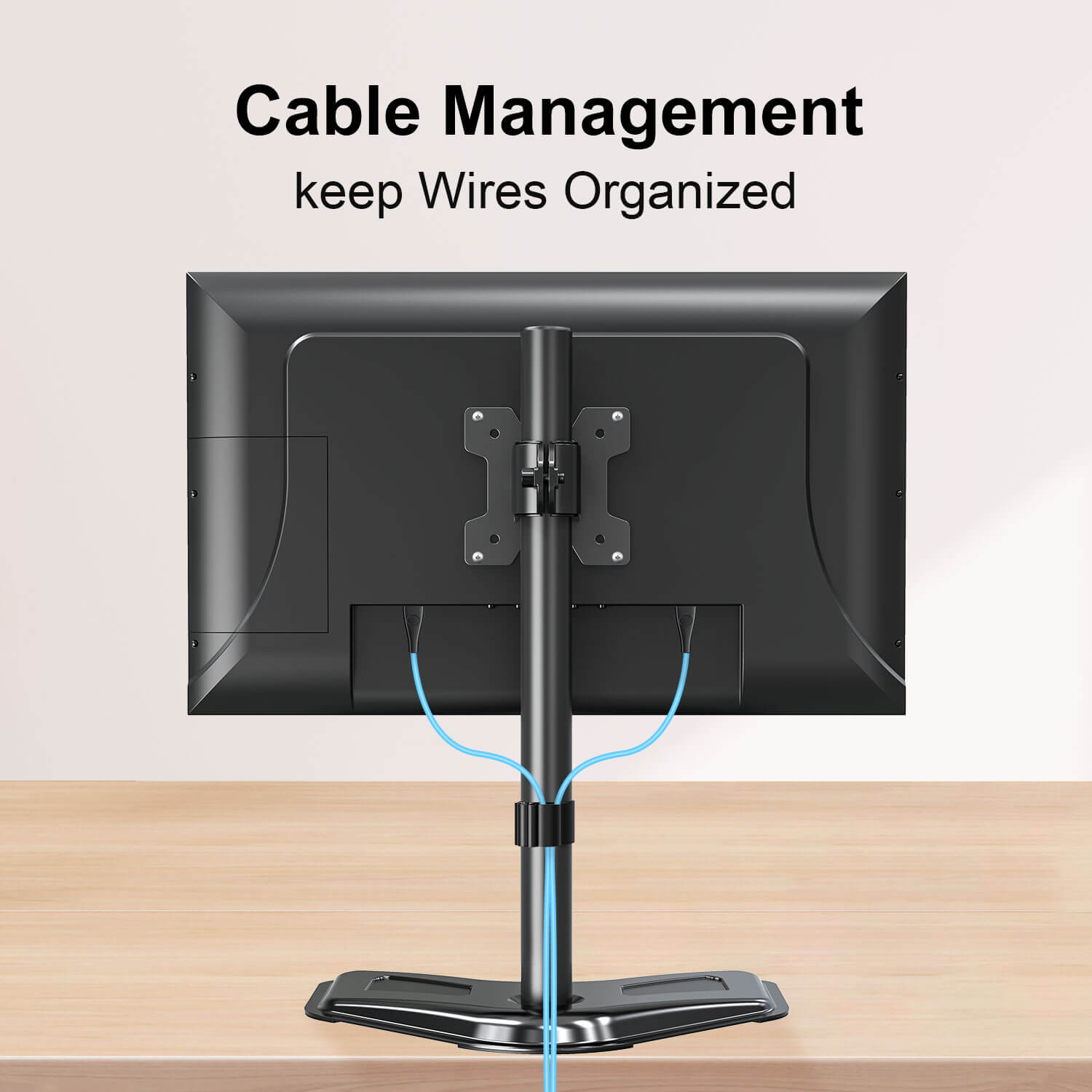 single monitor stand with cable management