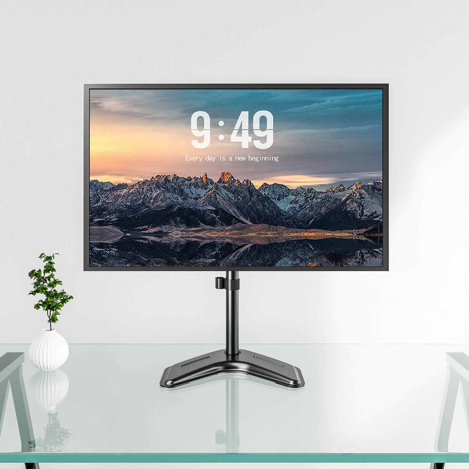 freestanding monitor stand in the living room