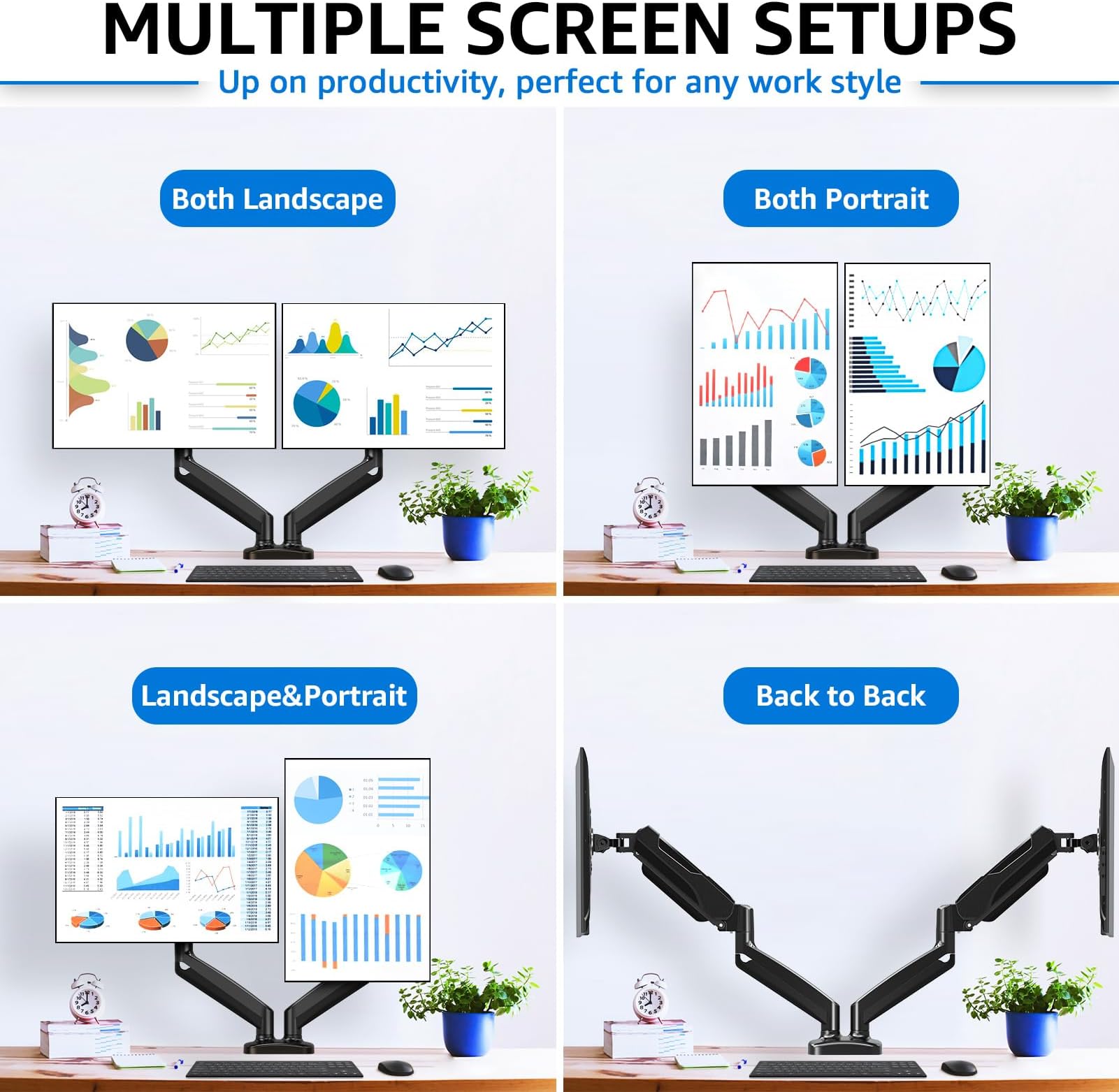 Dual Monitor Desk Mount for Max 32'' Monitors MU0005