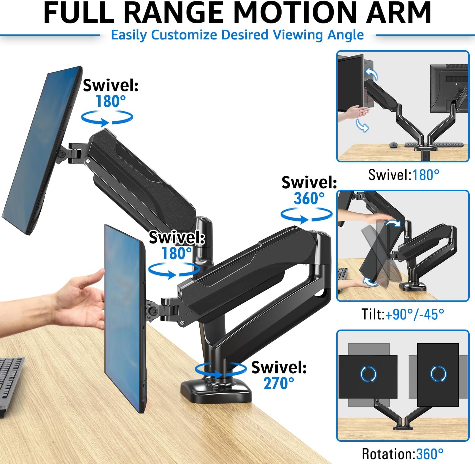 Dual Monitor Desk Mount for Max 32'' Monitors MU0005