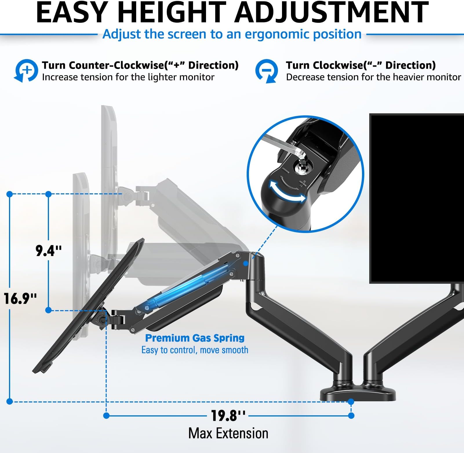 Dual Monitor Desk Mount for Max 32'' Monitors MU0005