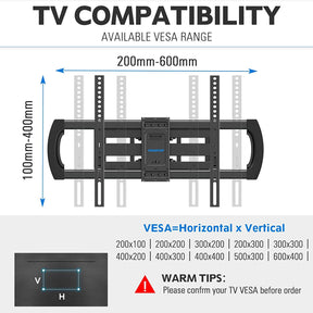 70 inch TV mount fits VESA from 200×100 mm to 600×400 mm