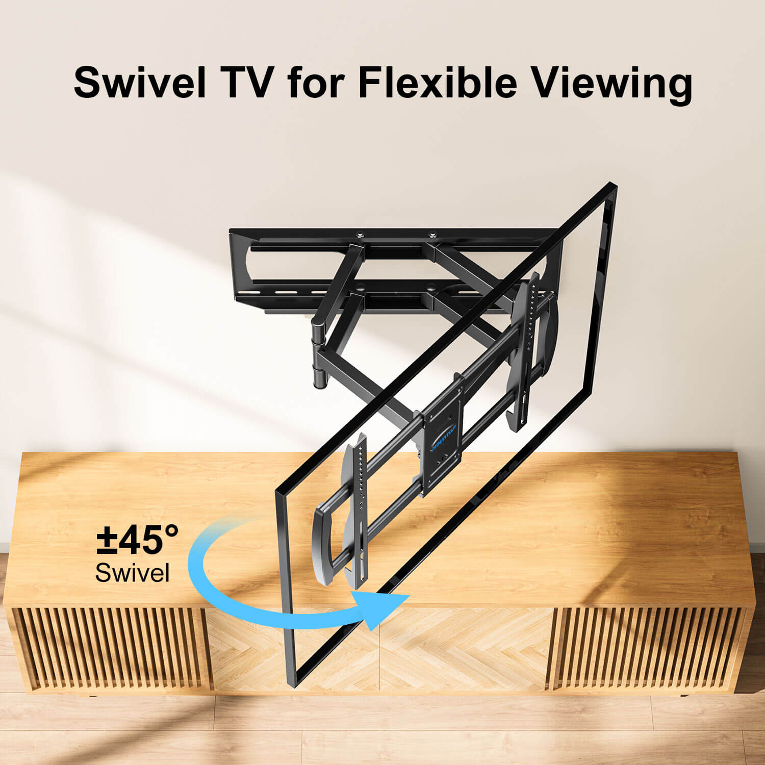 full motion TV mount for better viewing in the living room