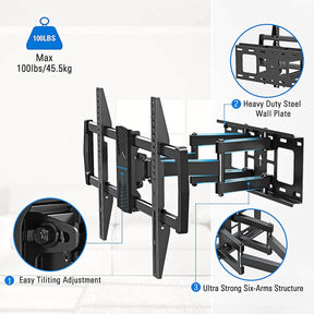 heavy duty wall mount for TV loads up to 100 lbs