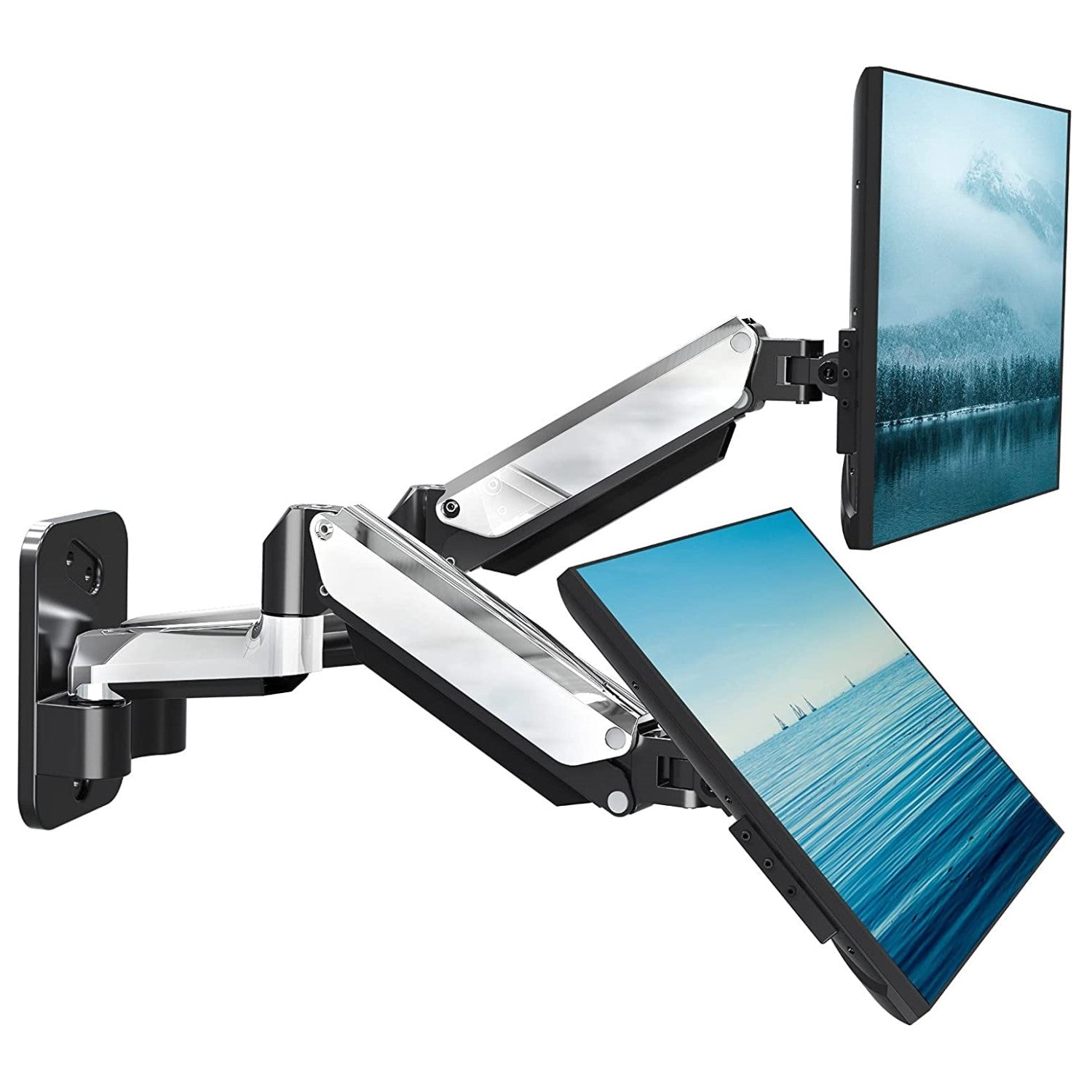 Dual Monitor Wall Mount Silver for Two Monitors Max 32 inch - MOUNTUP