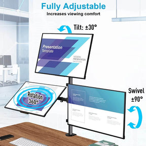 adjustable triple monitor stand for comfortable viewing