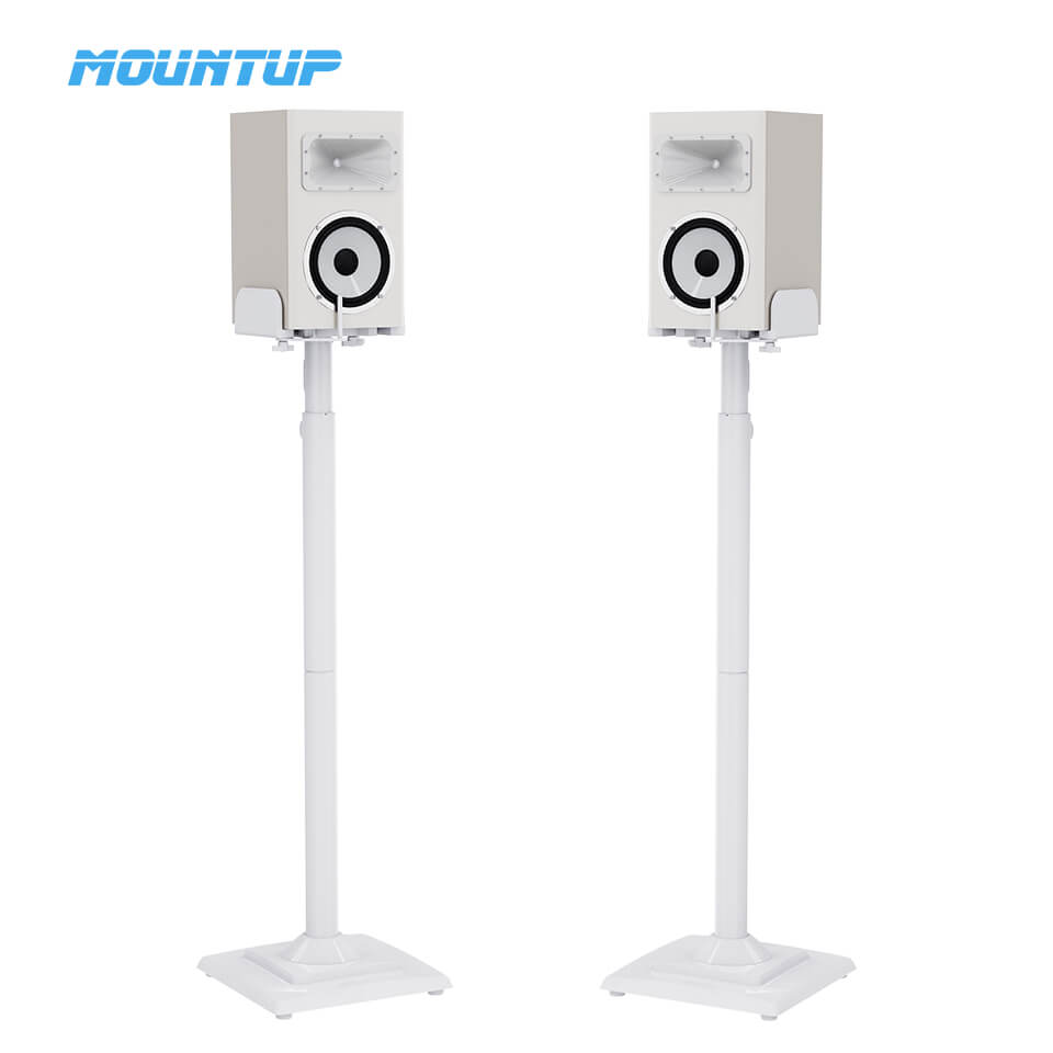 Adjustable White Speaker Stand Spring Loaded Standing Speaker MUS9138