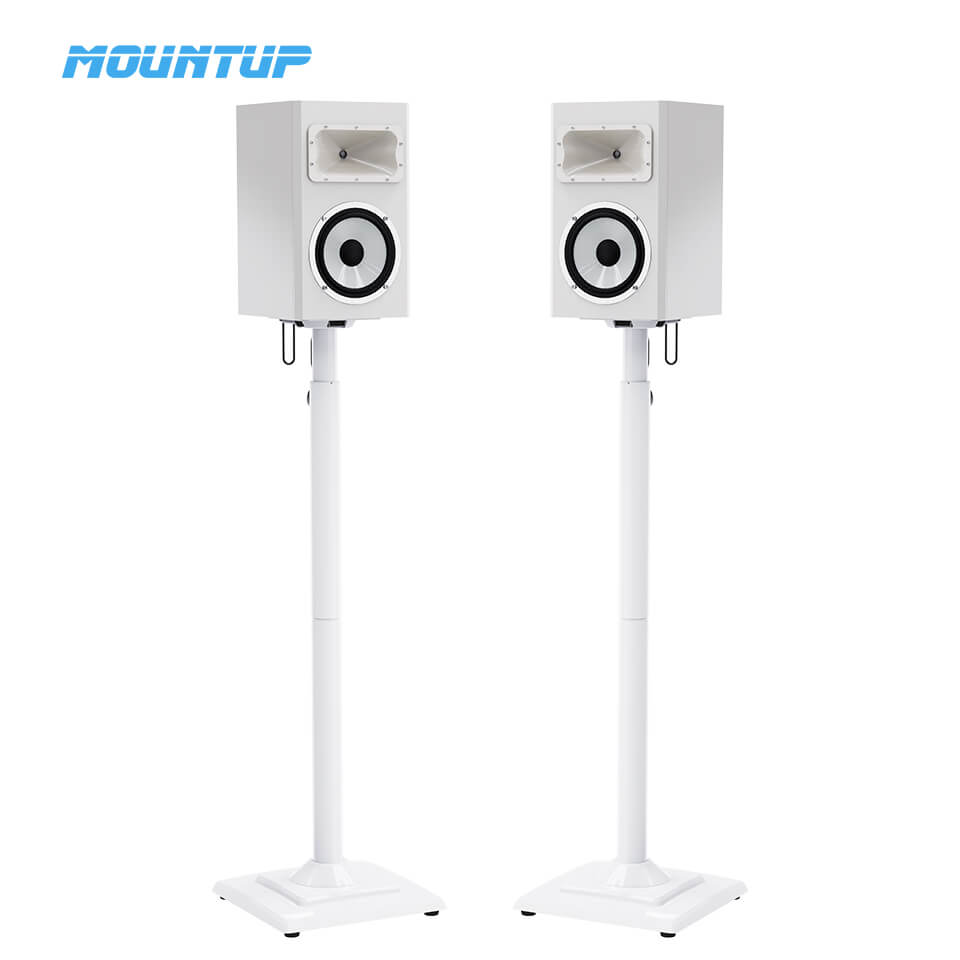 Height White Bookshelf Speaker Stand Pair for Universal Satellite Speakers Stands MUS9142