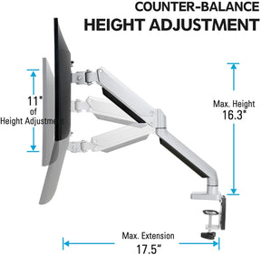 single monitor desk mount with 16.3'' height adjustmet