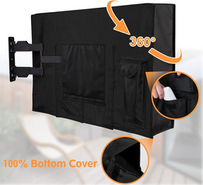 View Free Outdoor TV Cover 60-65 Inches, Weatherproof TV Cover 600D Thick Fabric for Outside TVs with Remote Control Pocket, Waterproof and Dustproof TV Screen Protectors VFCV65BK