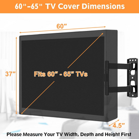 View Free Outdoor TV Cover 60-65 Inches, Weatherproof TV Cover 600D Thick Fabric for Outside TVs with Remote Control Pocket, Waterproof and Dustproof TV Screen Protectors VFCV65BK