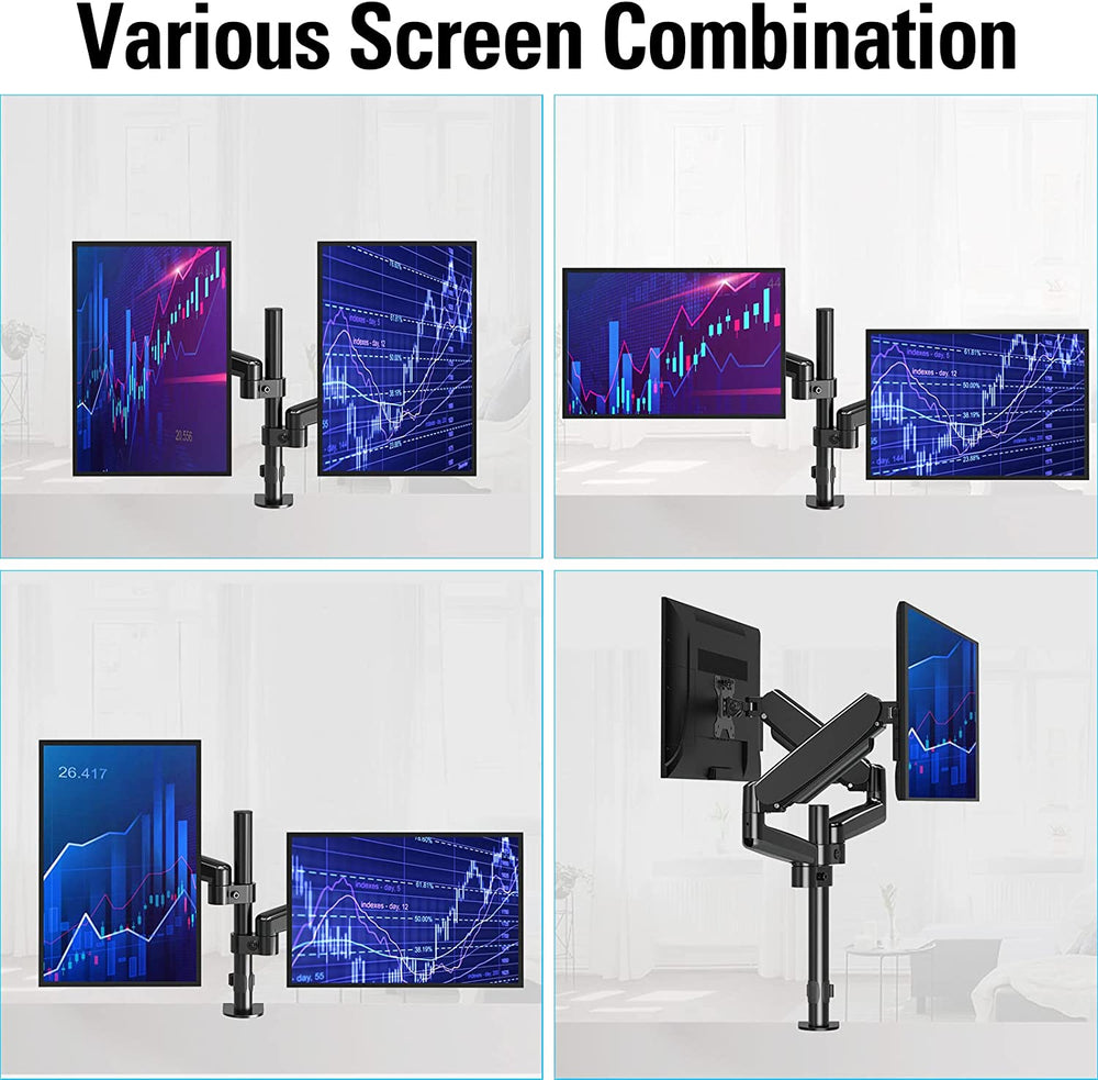 MOUNTUP Dual Monitor Desk Mount with Gas Spring Arm for 32'' Monitors