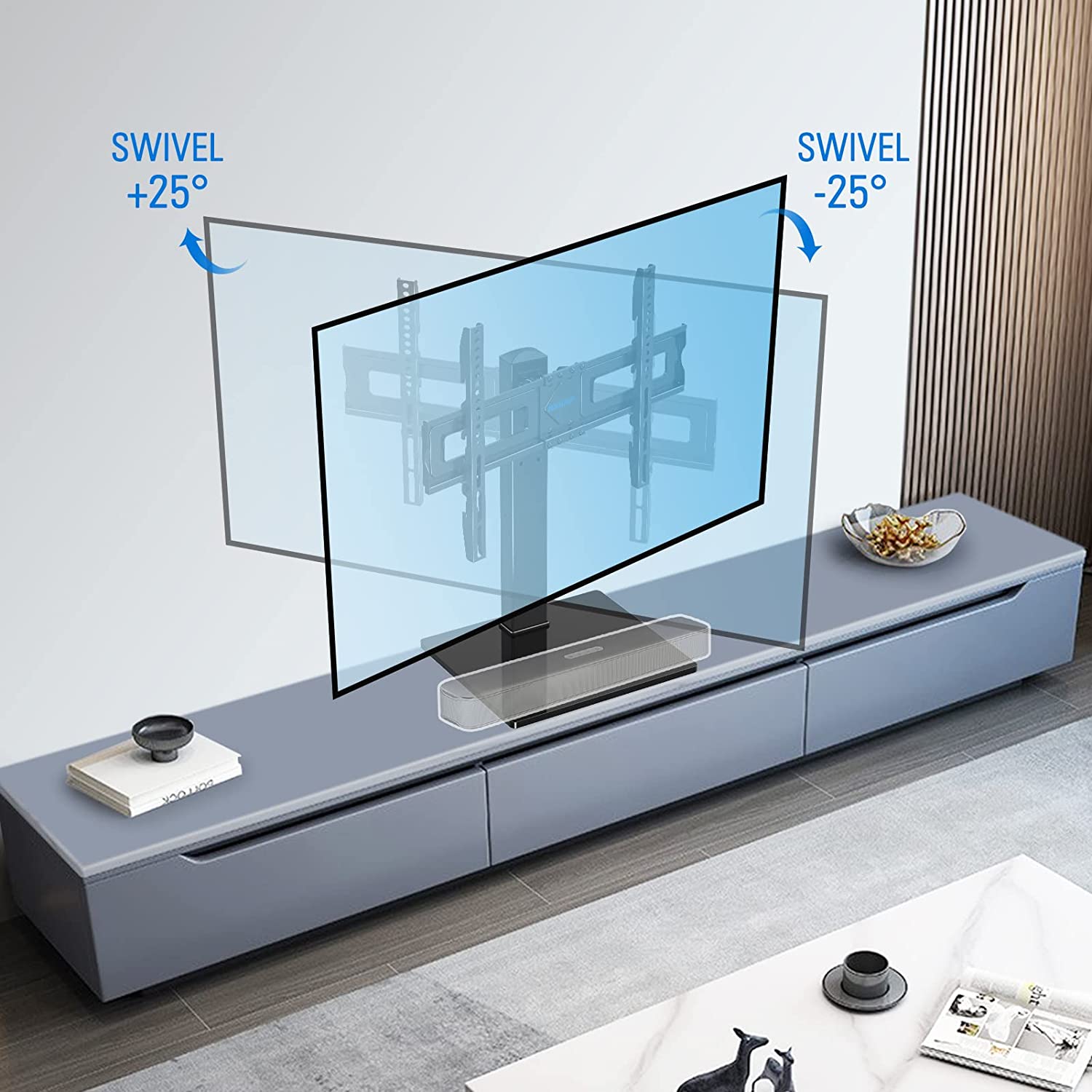 TV swivel stand provides a 40° of swivel for flexible viewing